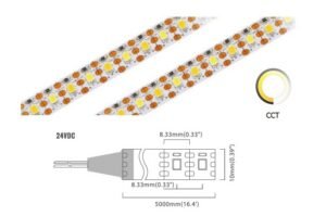 Dual White 120 LED/m Mini Cut | 2835 SMD 120LED/m 24V 22W/m Mix 4000K